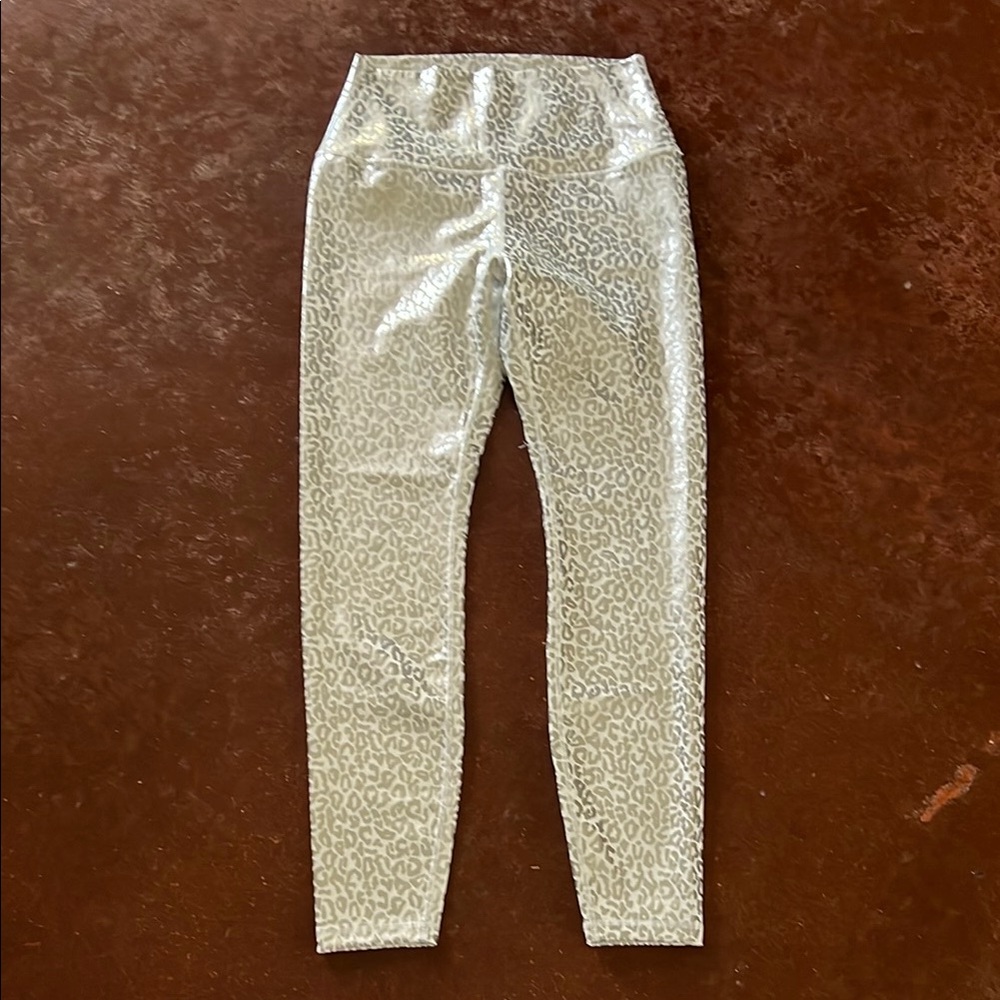 Glamorous Silver Metallic Leggings with Tapered Fit
